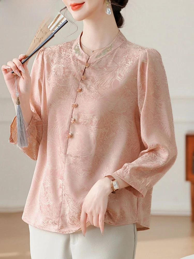 

Elegant Mom Spring Fashion Chiffon Shirt New Chinese Style Set 2026 New Model Middle-Aged And Elderly Spring Summer Top Women