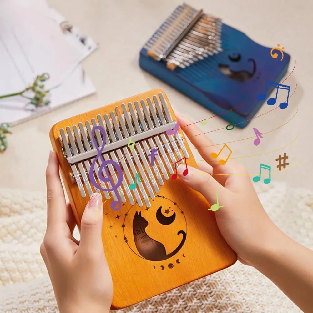 Thumb Piano with Tune Hammer Study Instruction Handcrafted Musical Instrument Gift Embossed Notes Kalimba Portable Finger Piano