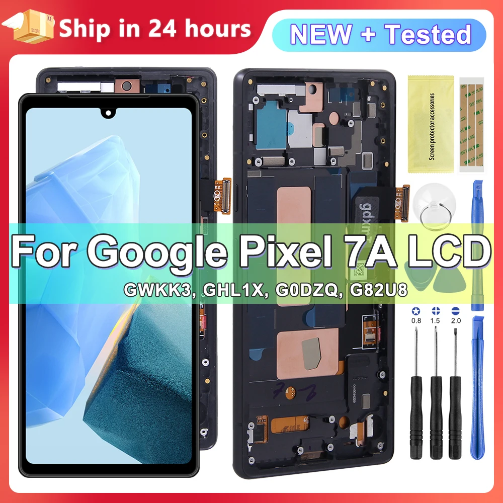 For Google Pixel 7A LCD Screen Display Touch Panel Digitizer Assembly For GOOGLE Pixel 7A GWKK3 GHL1X G0DZQ G82U8  With Frame