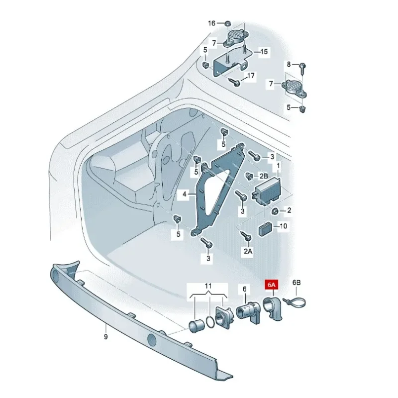 غطاء نظام مساعدة مواقف السيارات لأودي A6 2002-2005 A6L 2000-2005 4B0971883D #5