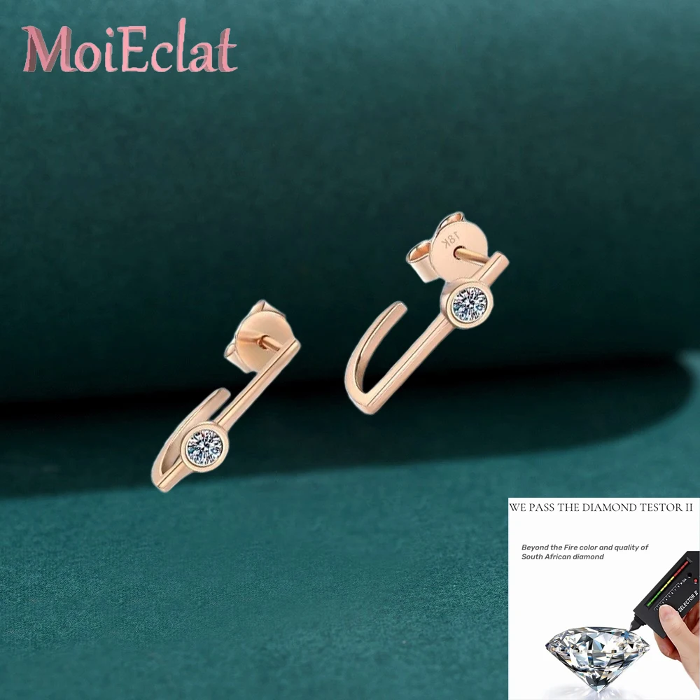 

Women Wedding Line Earrings, 18K Rose Gold, 0.2CT Moissanite Diamond, Fine Jewelry Valentine's Day for her