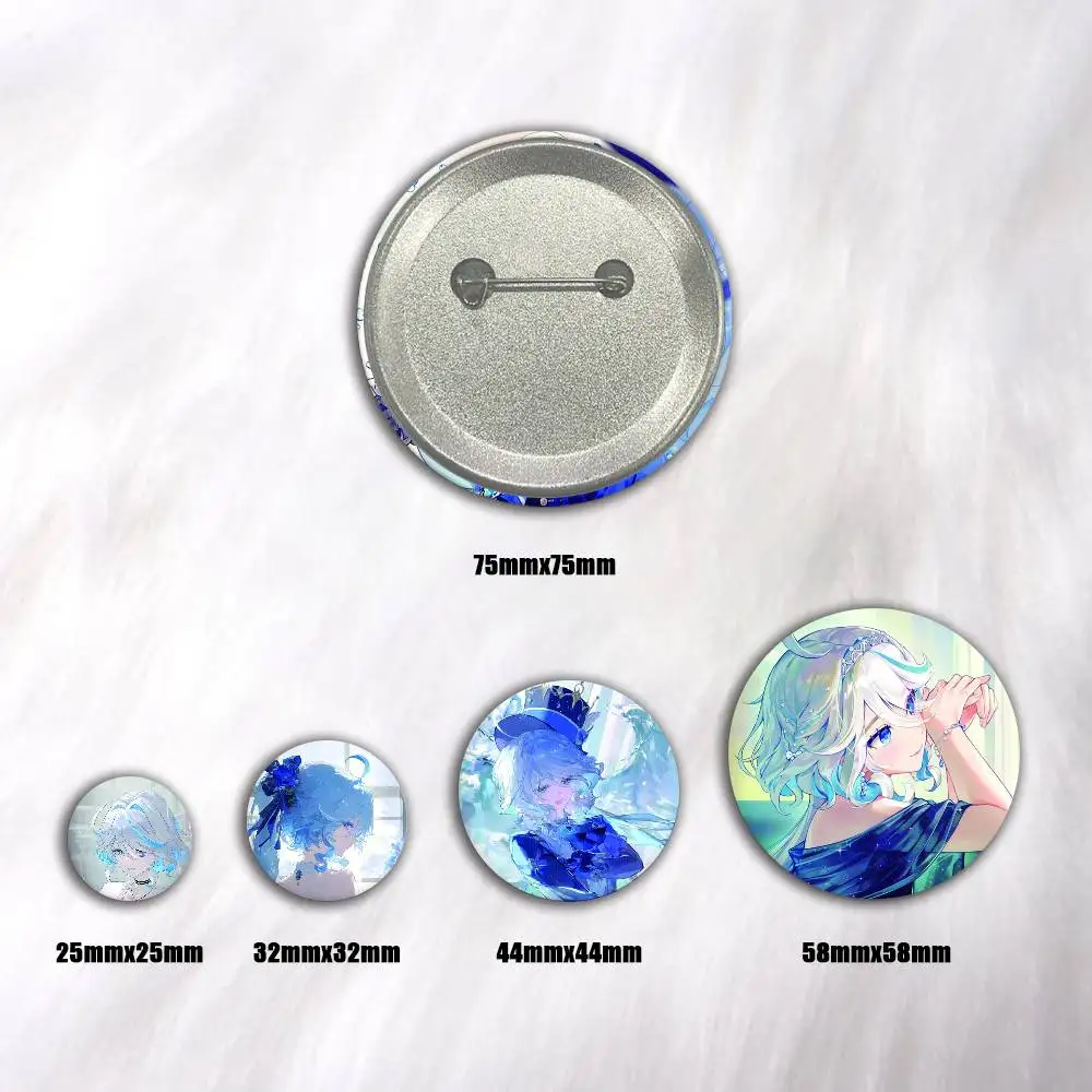 Game Furina Creative Round Button Badges Cute Pin Brooch for Backpack Clothes Lapel Jewelry