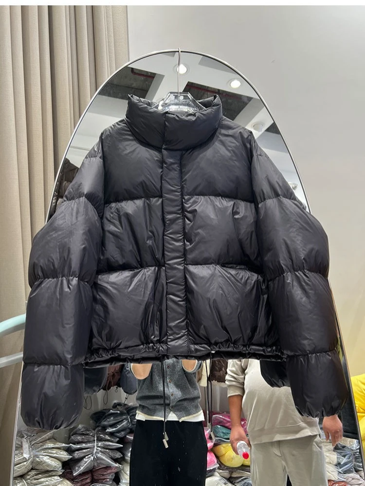 Warme Verdikte Puffers Jas Lange Mouw Hoge Kraag Losse Casual Vrouwen Witte Eend Donsjack Herfst Winter Mode Jassen Dames