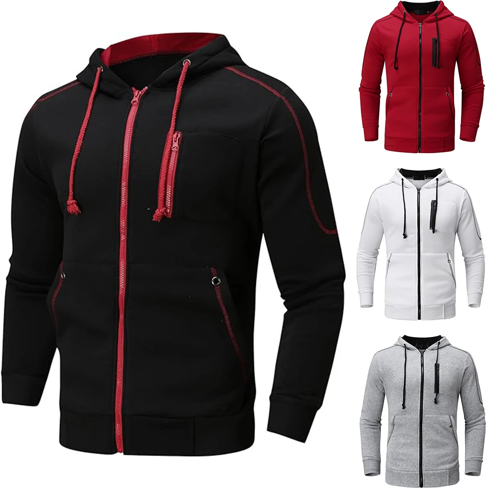 Herren Jacke Mäntel lässig Reiß verschluss Hoodie Sweatshirt Jacken Athlet Laufen Wandern Sportswear Fleece Hoodie