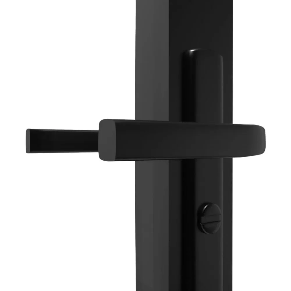 Porte Intérieure Moderne 36.6 "x 79.3"-Porte Intérieure Noire ESG Guatemala en Verre et Aluminium avec Ligne Décorative Verticale