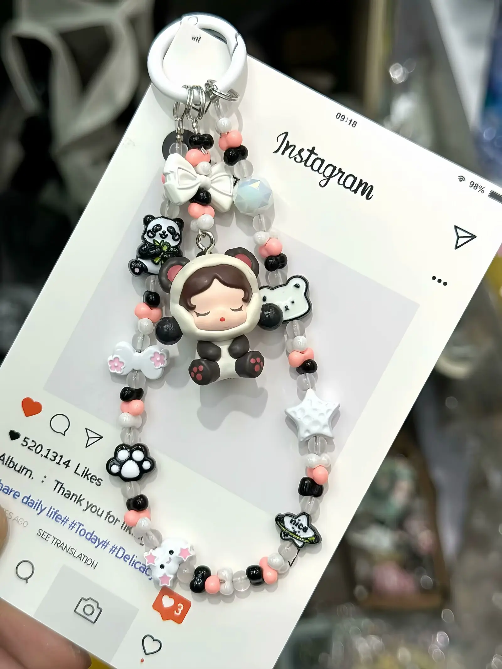 

POP BEAN Diy Labubu Crybaby Skullpanda Zsiga Pajama Party Cute Beans Handmade Beaded Phone Chain Bead Keychain Bag Pendant Gift