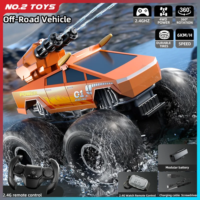 

JJRC Q213 RC Off-road Stunt Car Amphibious Vehicle Children's Toy Cars 4WD 2.4G Pick-up Truck Water Cannon Remote Controlled Car