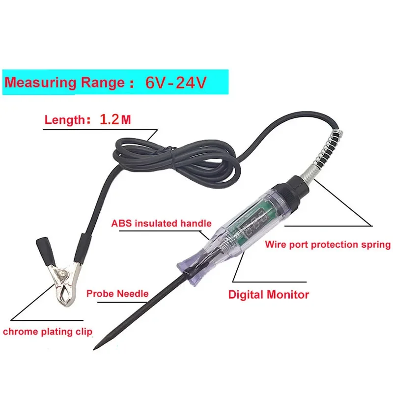Auto 6-24 V DC Car Truck Voltage Circuit Tester Car Test Long Probe Pen Light Bulb Automobile Car Test Polarity Pen Tools