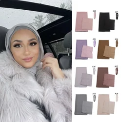 Muslim Women Chiffon HIjab Scarf 2 Pcs Set With Matching Under Cap Arabic Headscarf Undercaps Long Shawl Inner Caps