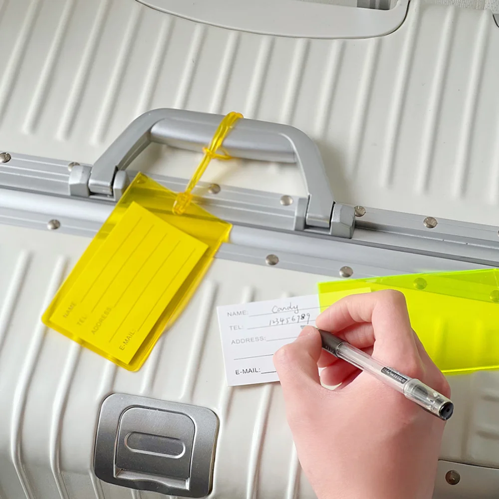 Etichetta per bagagli fluorescente Etichetta per imbarco colorata Etichette per nome per bagagli Accessori da viaggio Etichetta per carta di spedizione per aerei