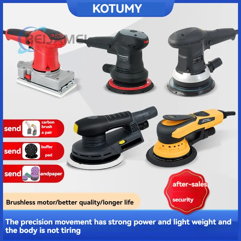 KOTUMY 400W Electric Car Random Orbital Sander Machine Multi-Function Woodworking Corners Polisher Variable Speed Corded Sanders