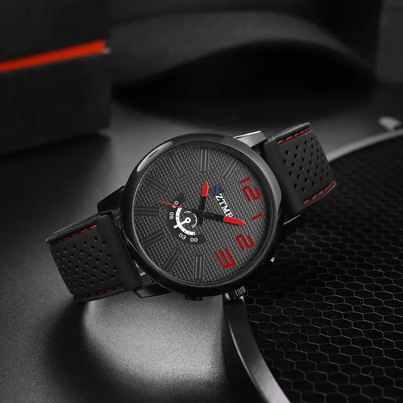 2024 new men\'s fashion trend silicone watch men\'s quartz simple car line ultra-thin