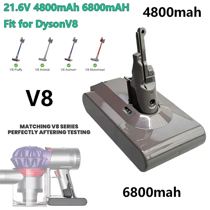 

Powtree 4800mAh/6800mAh 21.6V For Dyson V8 Battery Absolute V8 Animal Li-ion SV10 Vacuum Cleaner series Rechargeable batteries