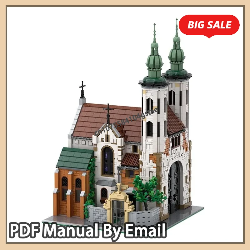 

Горячая сцена фильма, средневековая церковь, строительные блоки, серия уличных сцен, игрушки, коллекция украшений, украшения, сделай сам, Handma