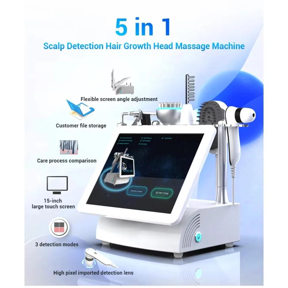 5 in1 Scalp Massage Hair Loss Treatment Growth Hair Analysis Device Hair Analyzer Machine with Comparison Mode Beauty Salon Use