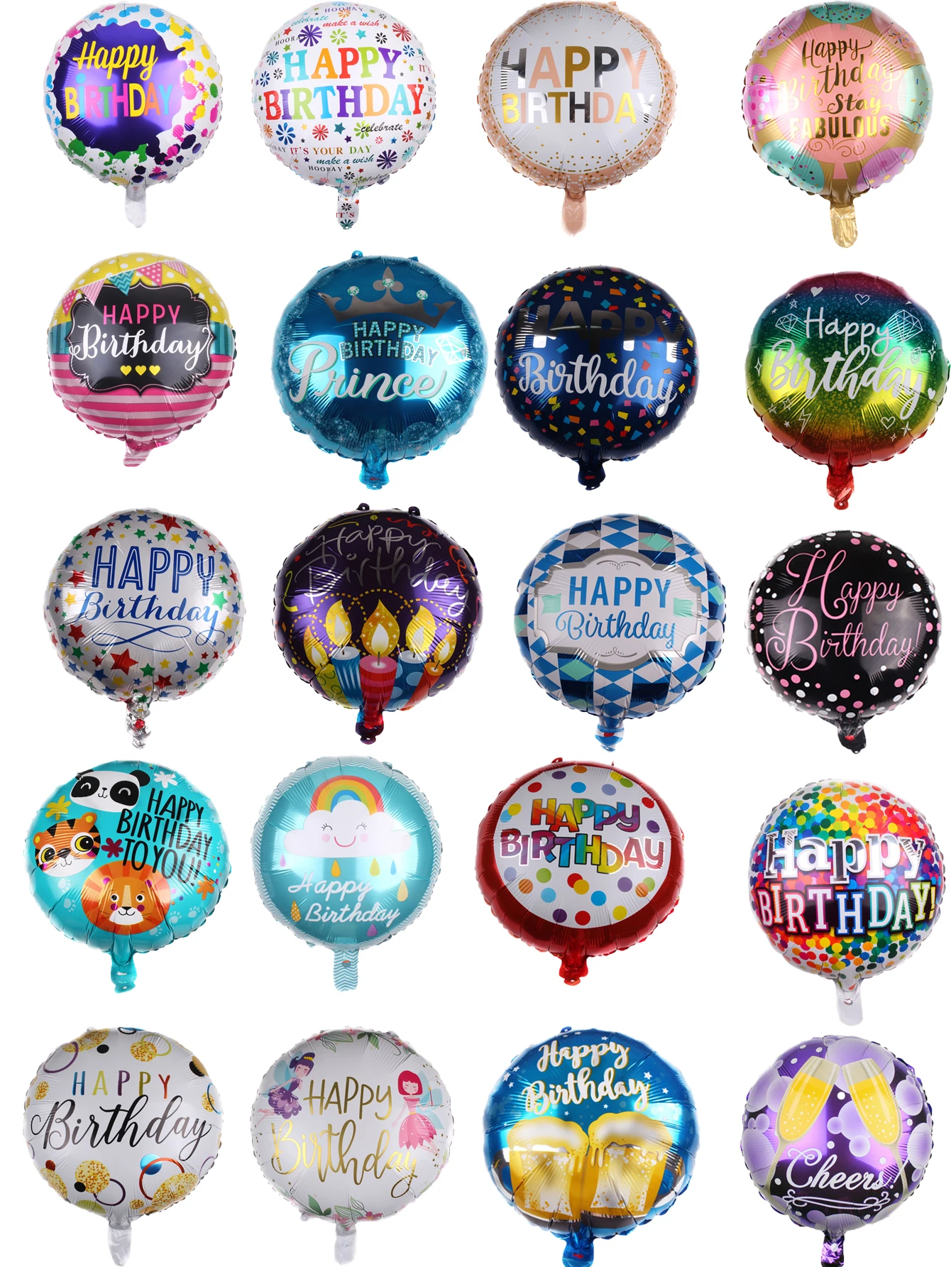 10 Stück 18 Zoll runde Happy Birthday Luftballons Set Geburtstag Party Dekorationen Geburtstagsthema Heliumballon Zufälliger Stil – Detail 1