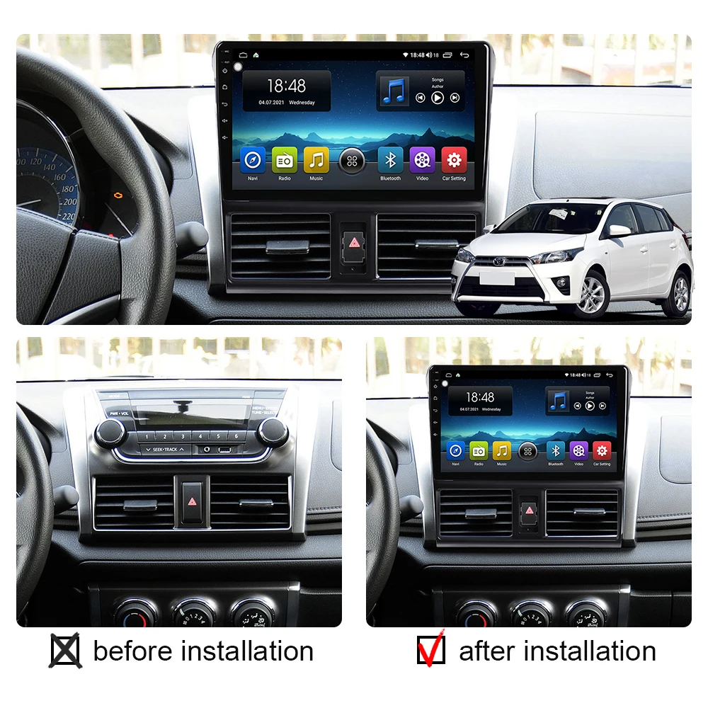 8G 256G Android 14 Carplay For TOYOTA VIOS YARIS 2013 - 2016 Car Radio Multimedia Video Player Navigation GPS Stereo Qled Screen