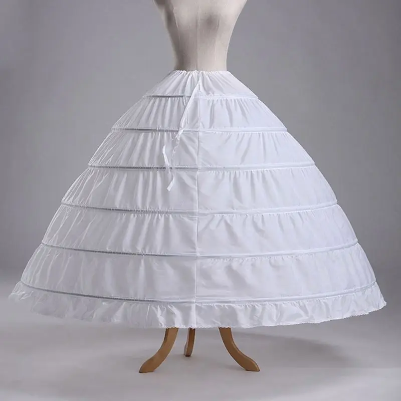 Bianco 6 cerchi sottoveste abito da ballo abito da sposa gonna intima gonna crinolina vita regolabile 1 strato vestito intimo