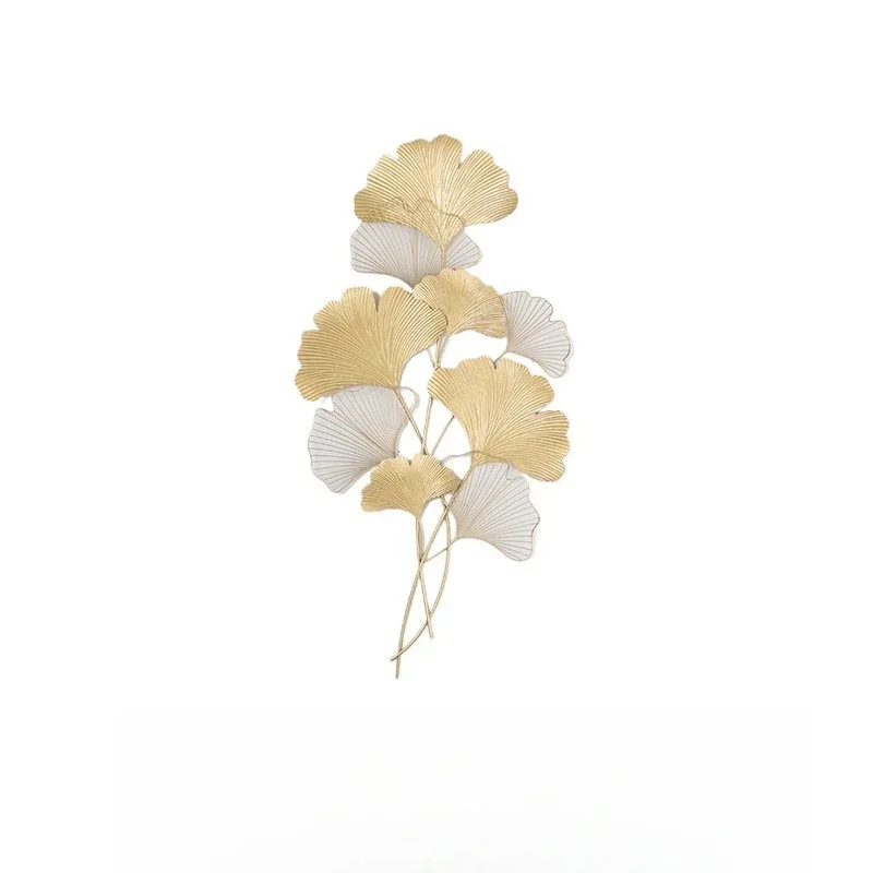

New Chinese wrought iron wall decoration, light luxury bedroom entrance ginkgo leaf wall hanging
