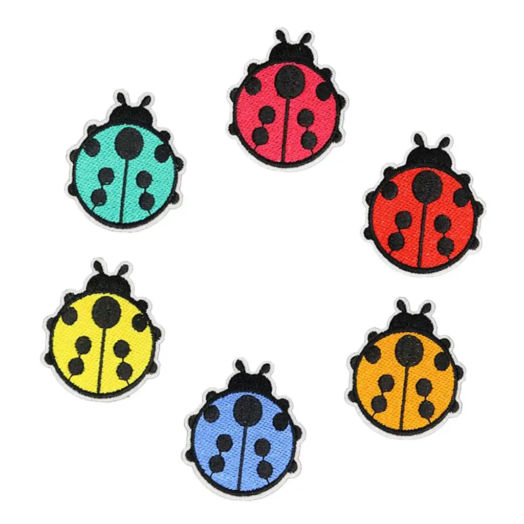 6 Pieces Ladybug Embroidery Patch for Pants Clothing Embellishment Cloth Sticker