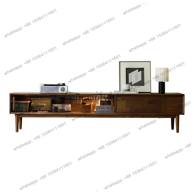 

X4 LJY*black walnut all-solid wood TV cabinet modern simple Japanese style
