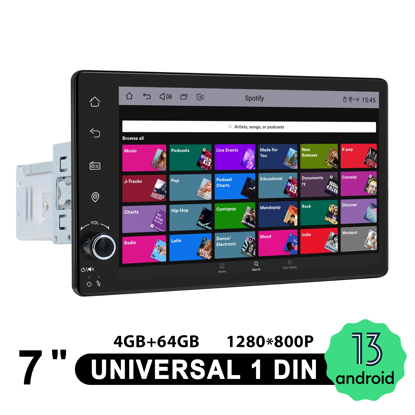 Joying 7 بوصة 8G + 128G Android Unversal راديو ستيريو للسيارة مشغل Carplay الوسائط المتعددة مع 360 ° منفذ الكاميرا + مخرج HDMI لمسند الرأس.