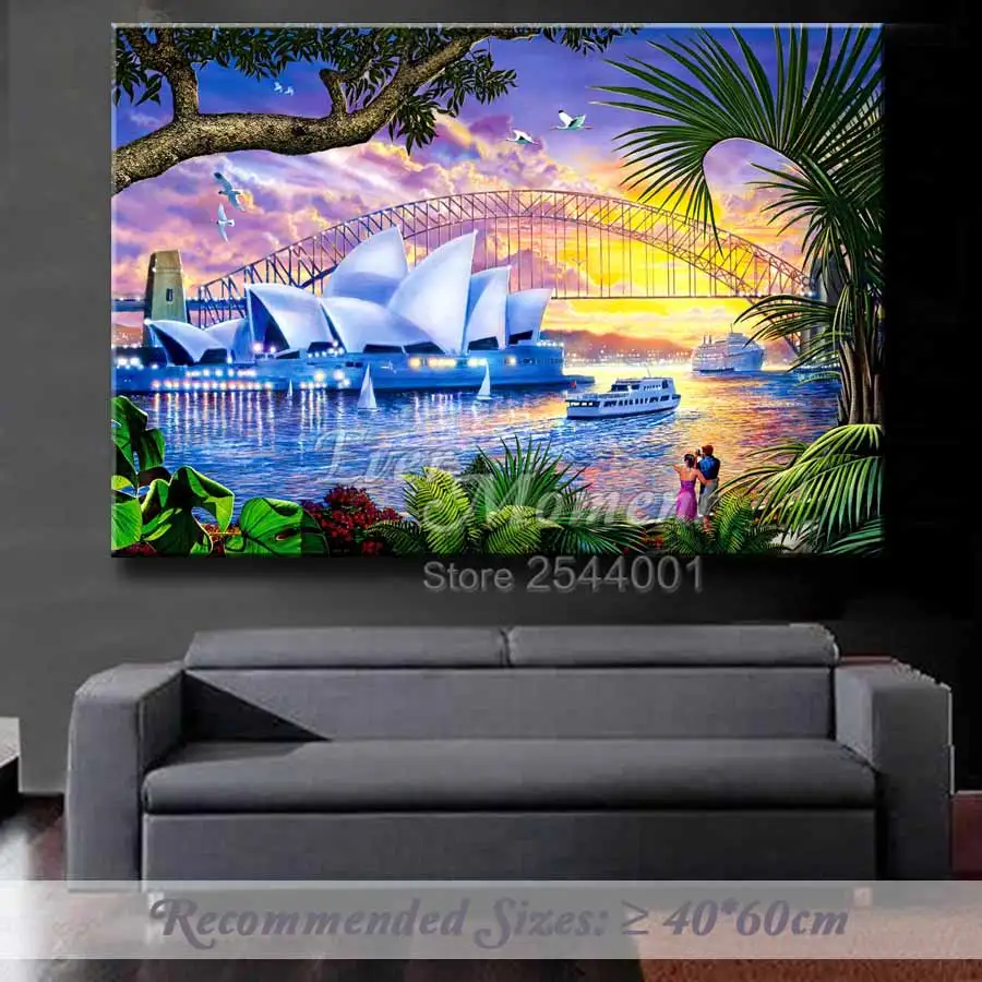 Ever Moment DIY Diamond Painting Cross Stitch Sydney Opera House Landscape Decoration Home Full Square Pattern Craft ASF1063