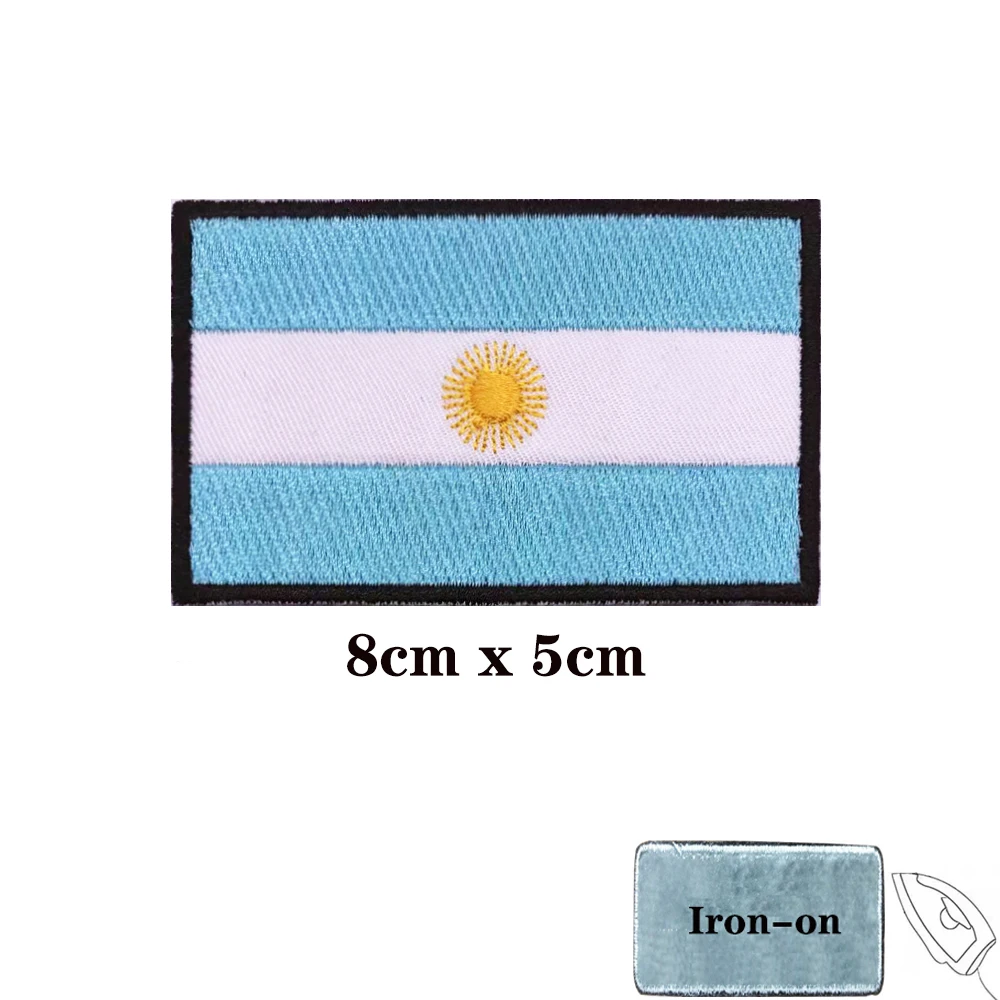 Argentina flag Patches Armband Embroidered Patch Hook & Loop Iron On Embroidery  Badge Military Stripe