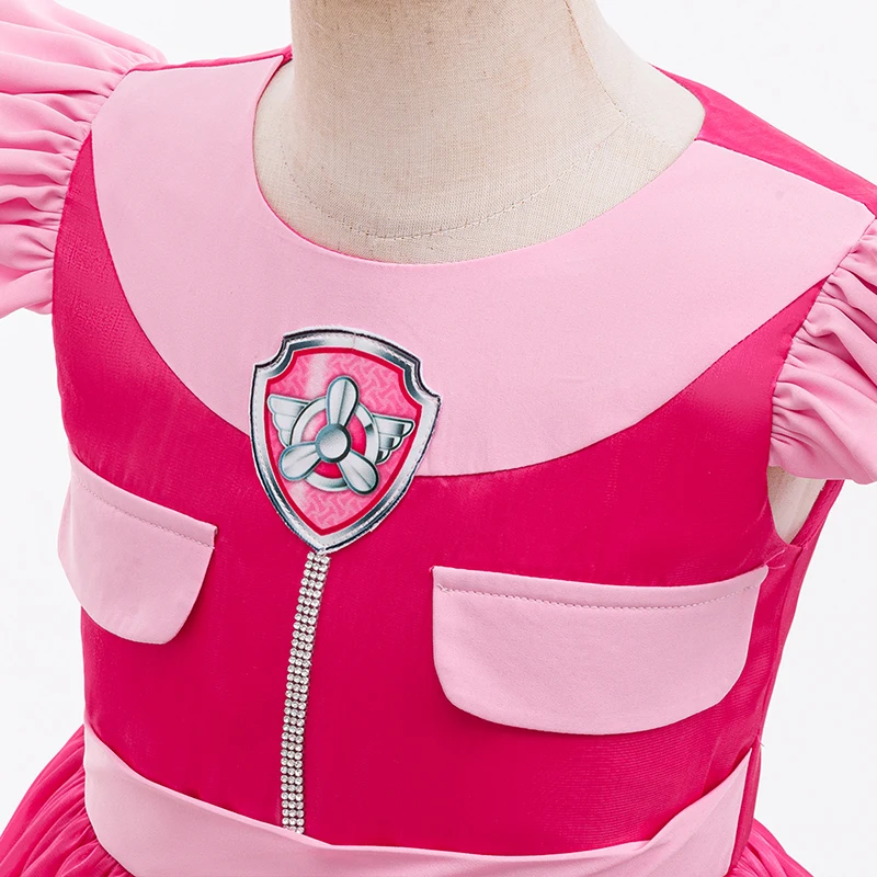 Kids Paw Dog Costume Pink Princess Dress Girls Halloween Cosplay Outfit Birthday Party Tutu Dress Fancy Carnival Costume view 5