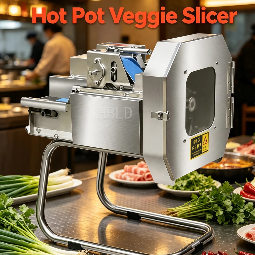 HBLD Electric Vegetable Cutting Machine, Food Dicing Slicer 240W All‑Steel Kitchen Processor for Catering Vegetable Processing