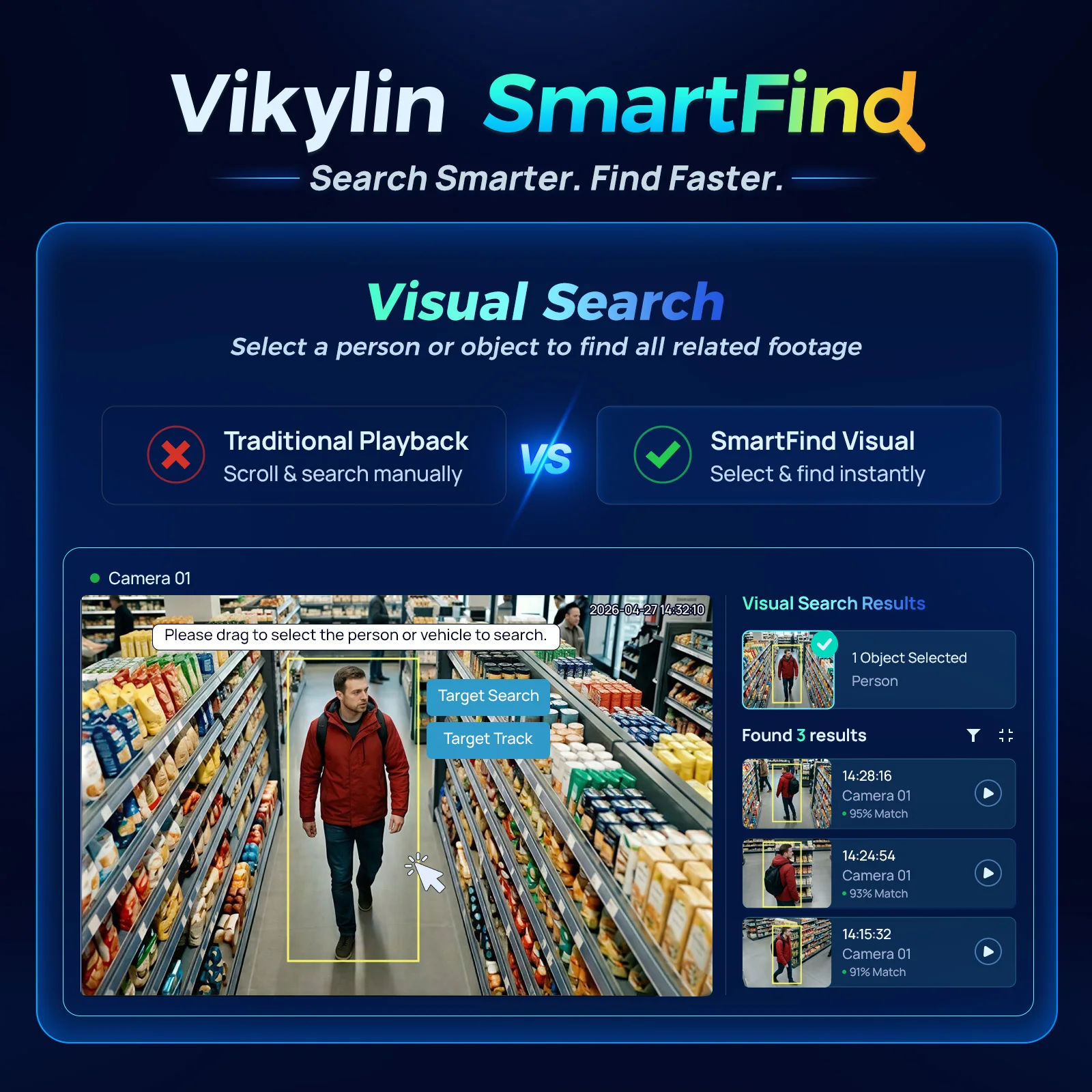 Vikylin 4K NVR 16CH 8POE Home CCTV Security Surveillance System UP to 12MP Support Smart Find Network Video Recorder P2P H.265+ view 3