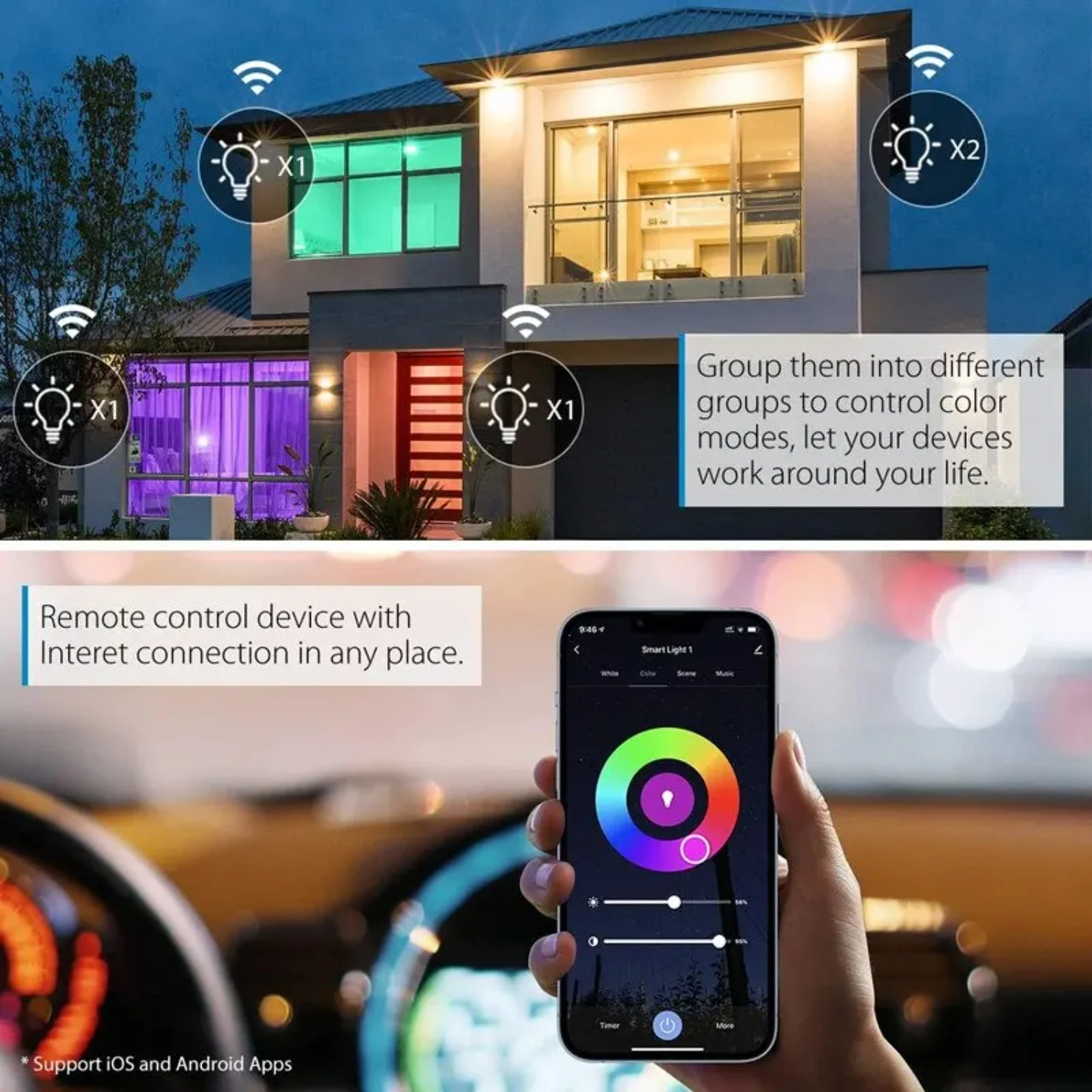 Wifi Led Spotlight GU10 Smart Led Light Bulb Alexa Lamp Bluetooth 9W RGB CW WW 220V APP Voice Control Smart Life