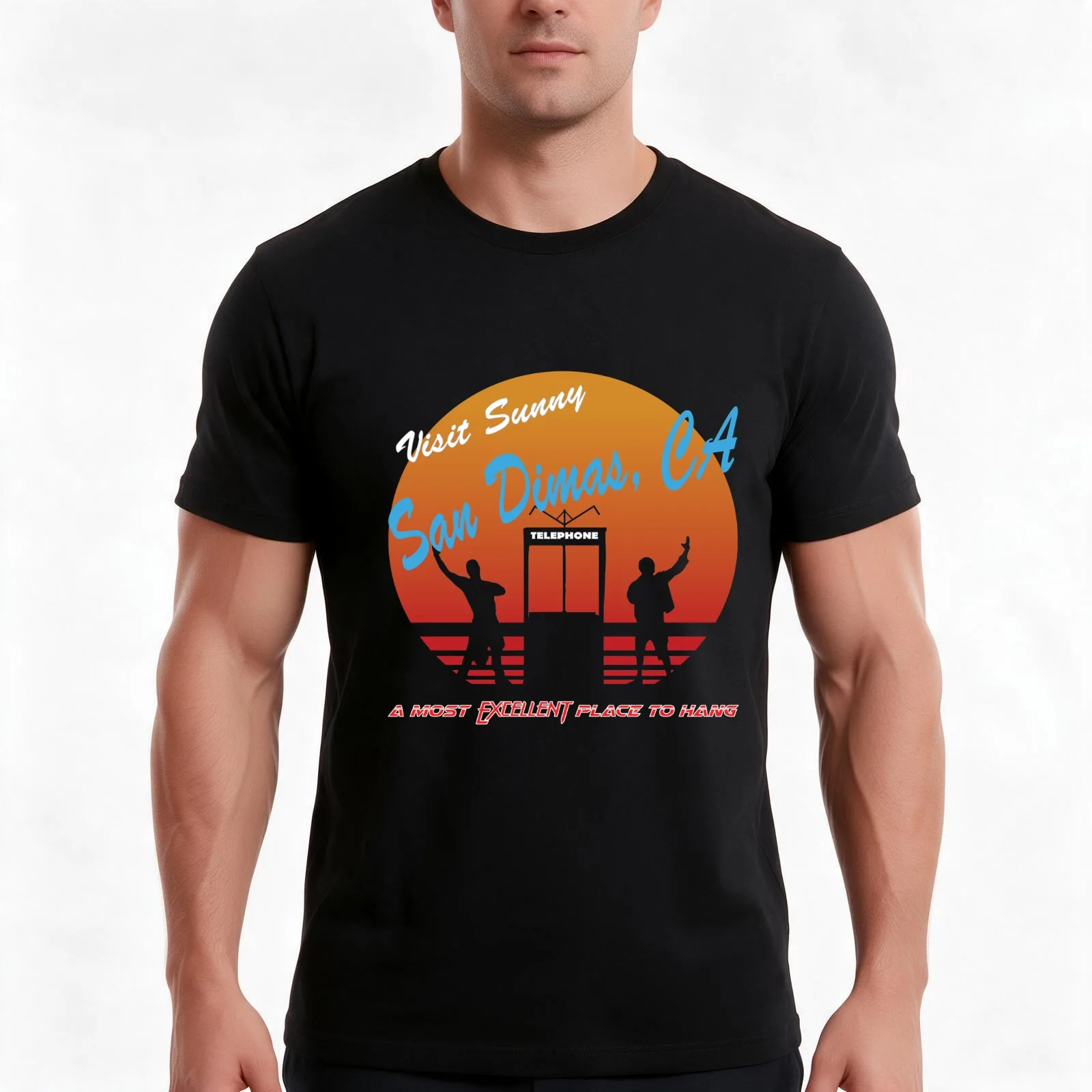 A Most Excellent Place To Hang T-Shirt, Summer Casual Cotton Tee, Oversized Streetwear Tops, Vintage Graphic Print, 100% Cotton
