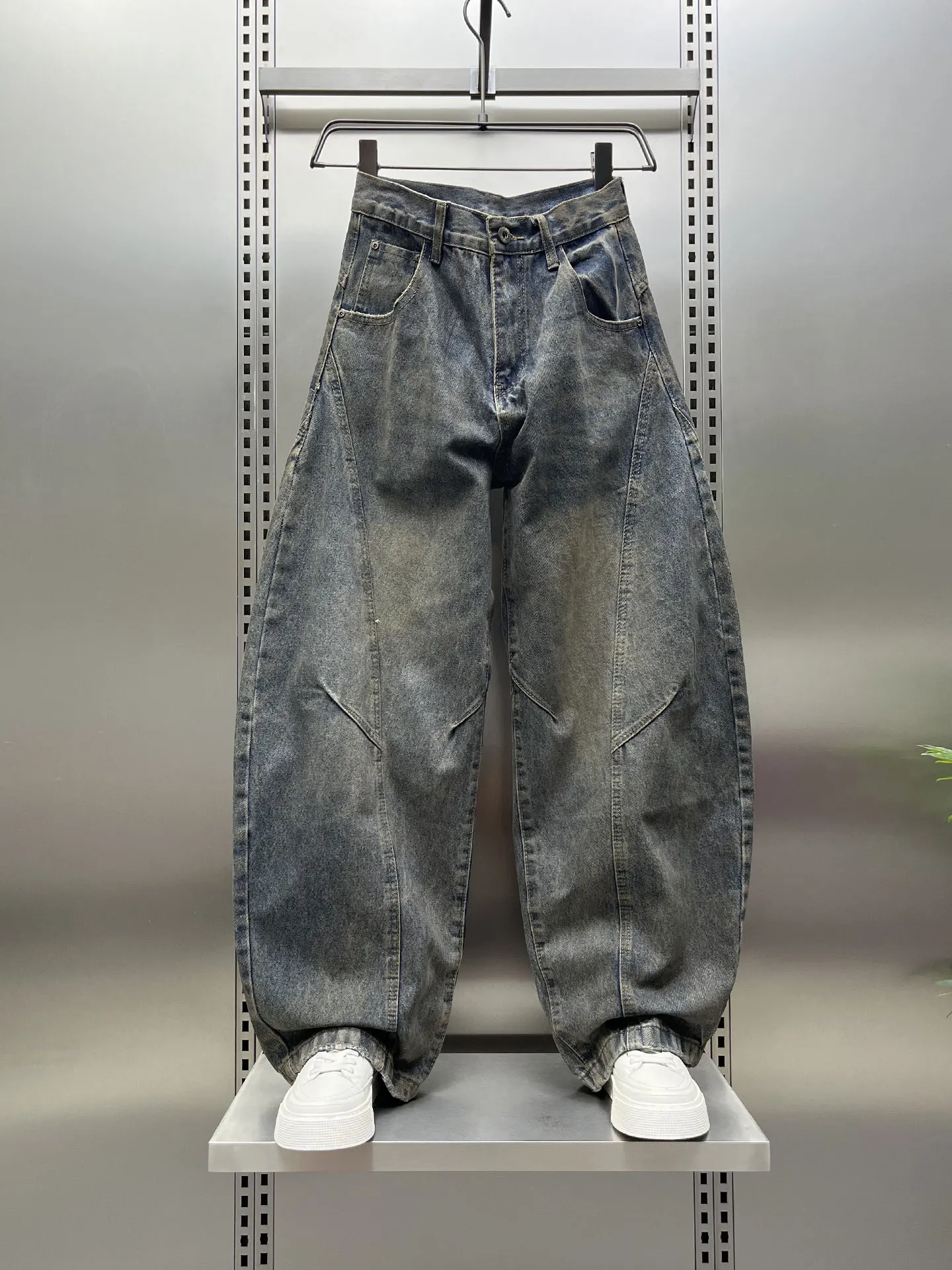 

Мужские джинсы в стиле ретро-американский вейд, осенне-зимние, свободные, больших размеров, с широкими штанинами, крутые повседневные прямые брюки