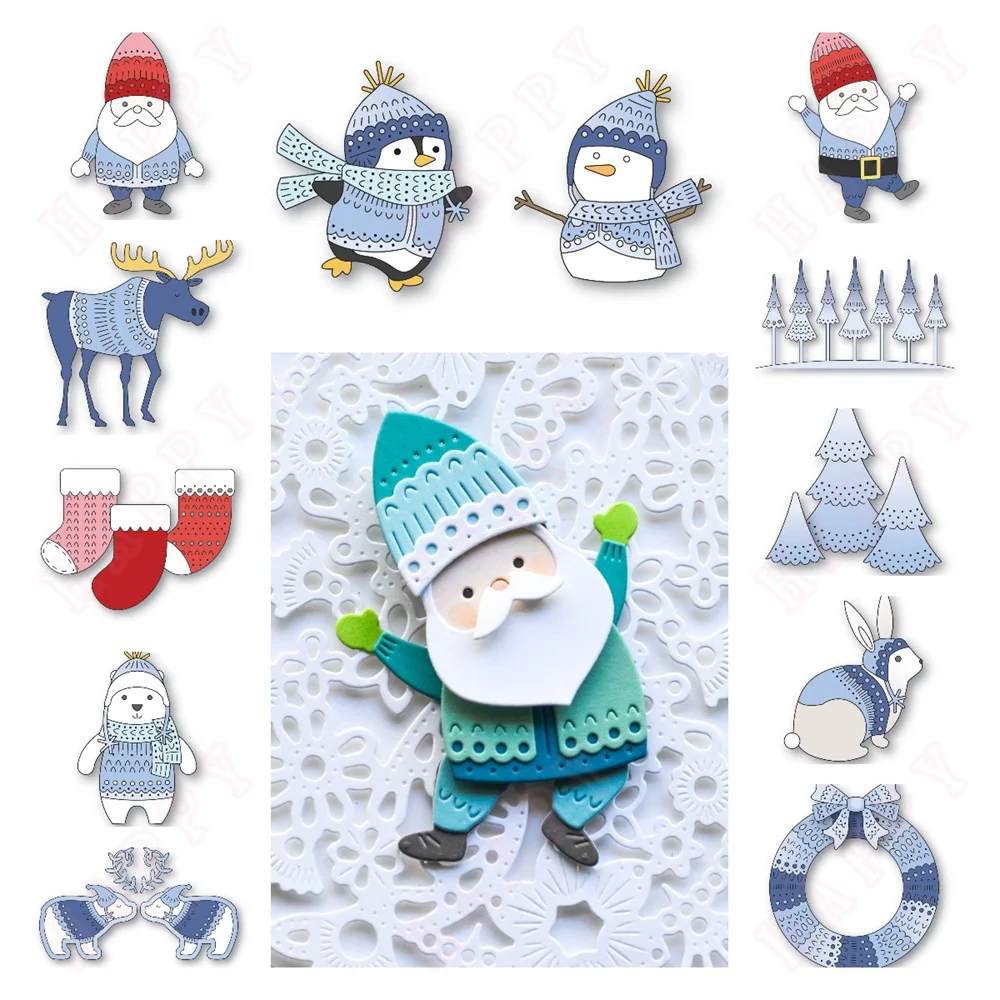 

Nordic Snowman Wreath Rabbit Bird Die Metal Cutting Dies cutout DIY Scrapbooking Decorative DIY Cards Making Christmas new 2024