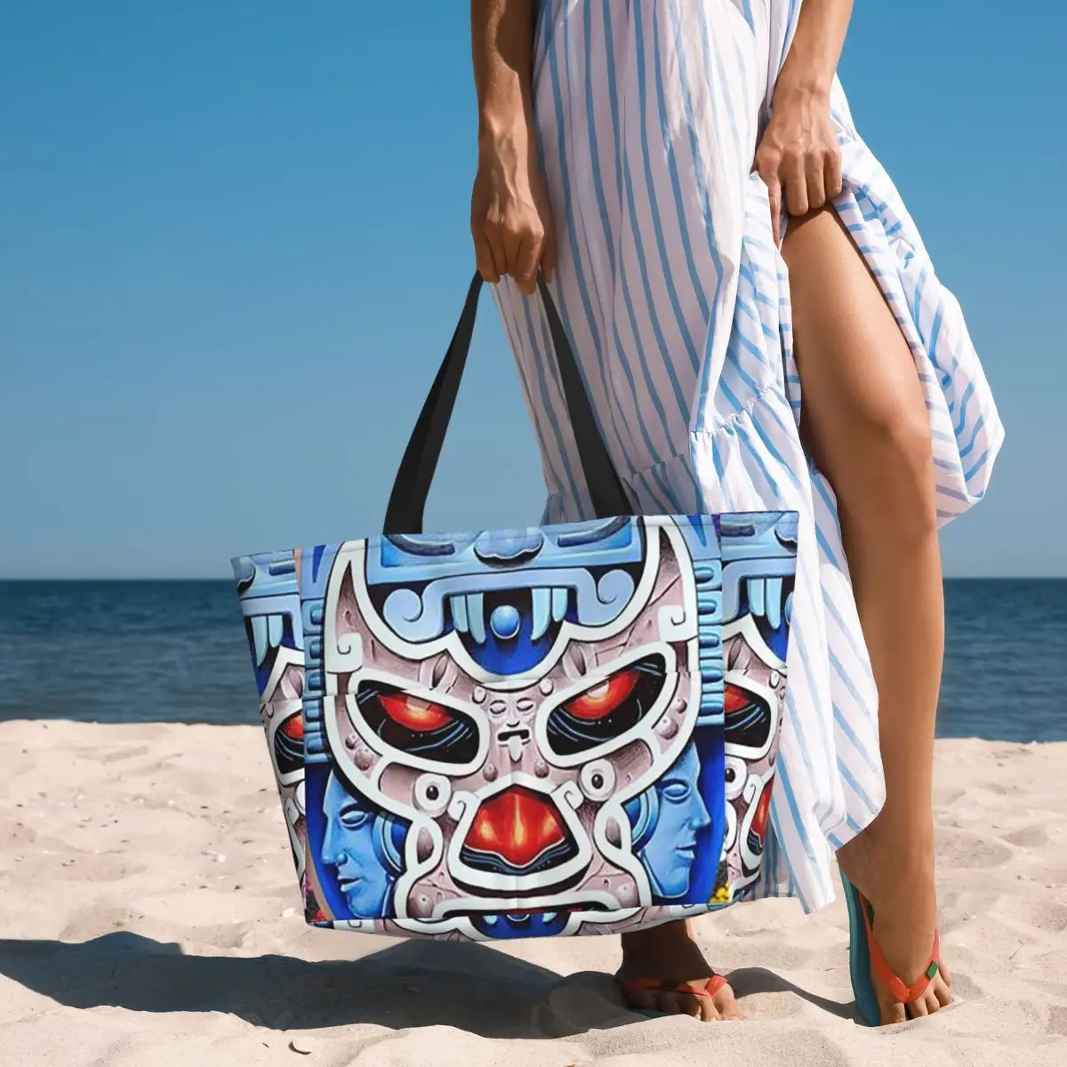Colorful Mexican Wrestler Luchador Beach Tote Bag Sport Gym Yoga Duffle Large Tote Bag Women Travel Bag Fitness bag