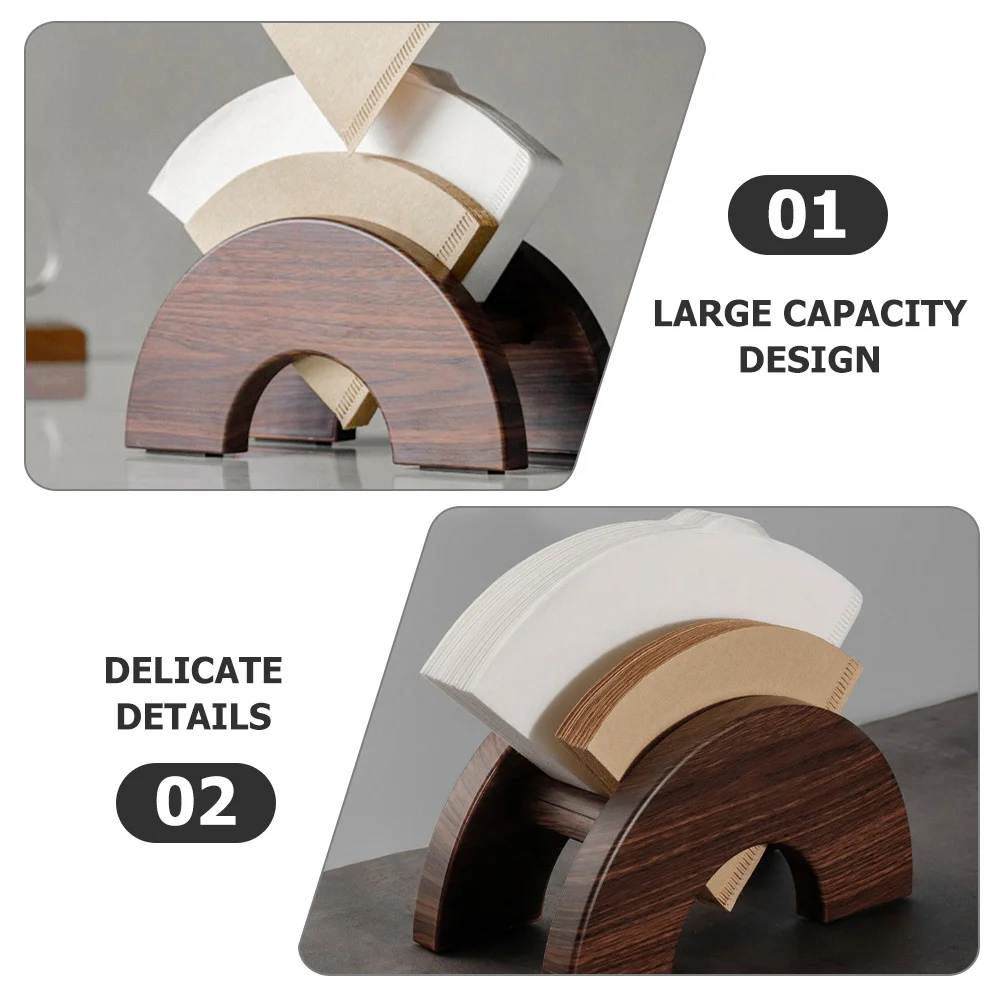

Wood Grain Coffee Filter Paper Holder Plastic Container Stand Space Saving Coffee Filter Rack for Cafe Home Bar Counter