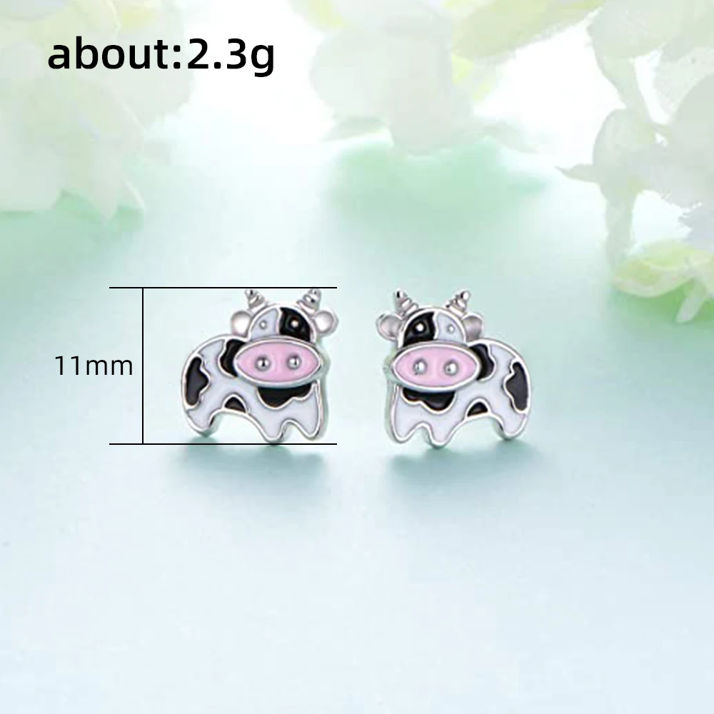 Huitan Milk Cow Design Women Stud Earrings Fancy Cute Ear Piercing Accessories for Girls Birthday Gift Fashion Versatile Jewelry