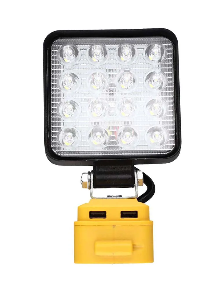 กิจกรรมกลางแจ้ง 20V ไฟฉายแบตเตอรี่ 20V แบตเตอรี่ดําเนินการ Floodlight ไฟทํางานไร้สาย 2 พอร์ตชาร์จ USB