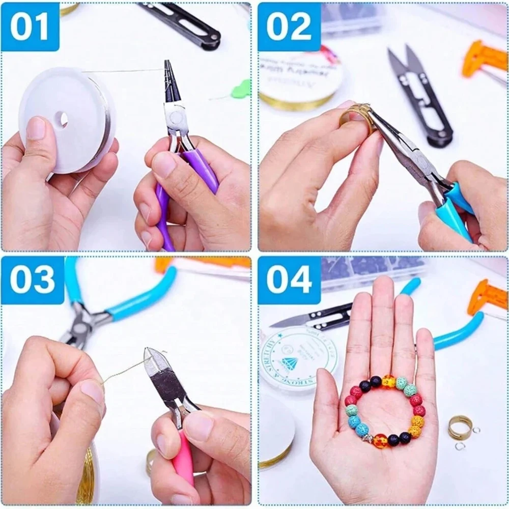 Jewelry Pliers 4 Pack Jewelry Making Pliers Tools Kit with Round Nose Pliers, Needle Nose Pliers/Chain Nose Pliers LK-AA466