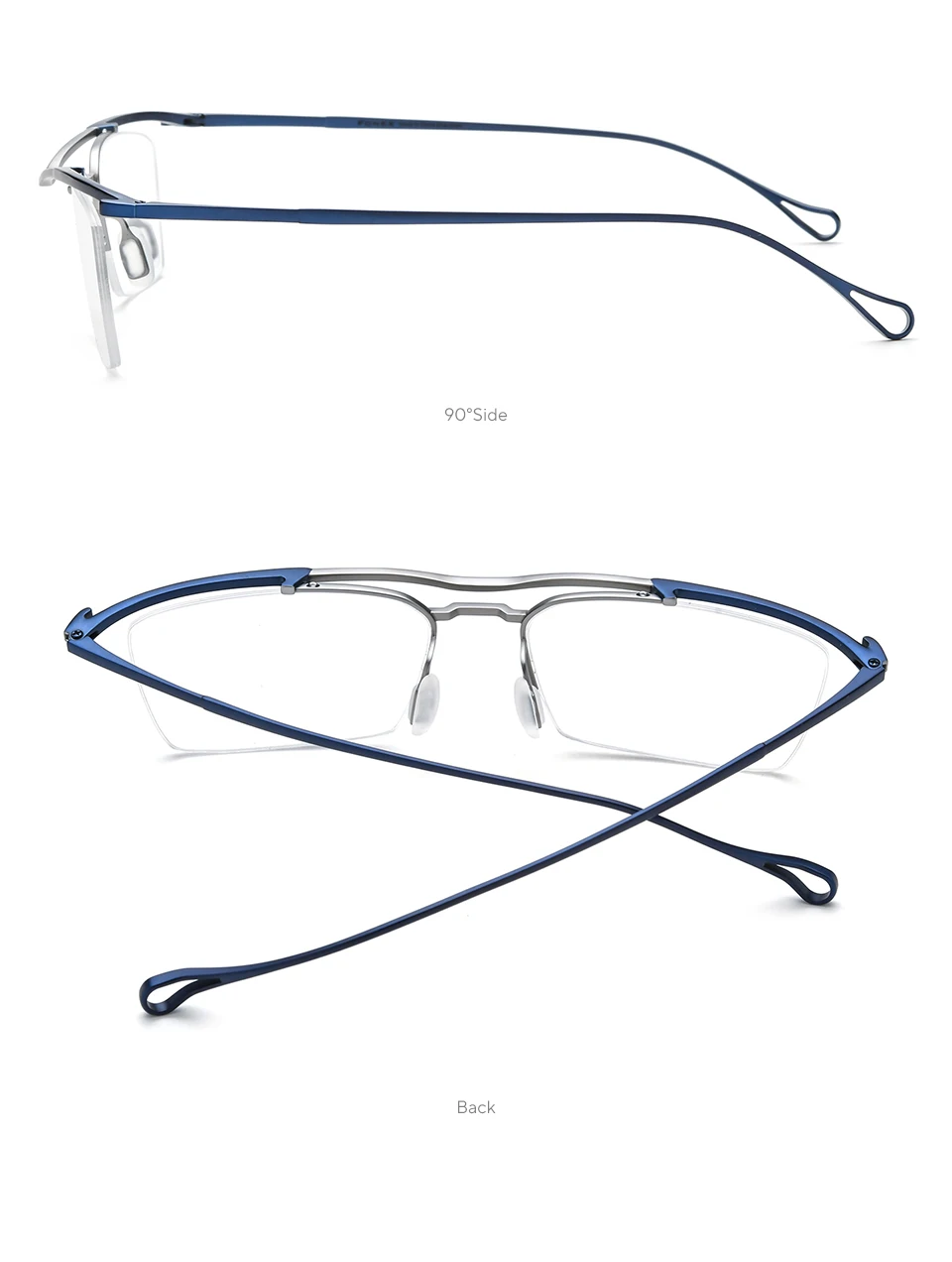 FONEX Titan-Brillengestell für Herren, Markendesign, halbrandlose, quadratische Brille, japanische weiße, ultraleichte Halbrandbrille 85919 – Detail 7