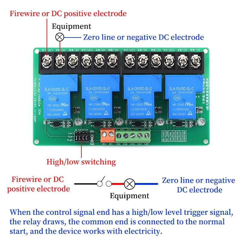 Javino 1/5/10Pcs DC 5V/12V/24V 4-channel relay module high and low level triggers smart home PLC automation control 30A