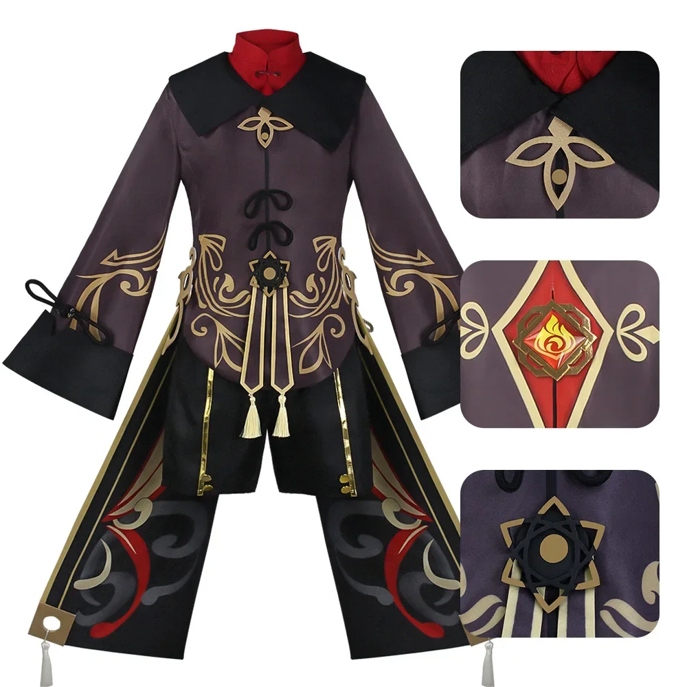 2026 Genshin Impact Hu Tao Cosplay Set  Hat Coat Bracelet Rings Fire Vision Socks Women Halloween Anime Game Role Play Costume