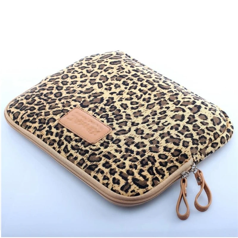 Brand Lisen Laptop Bag 13.3,14,15.6Inch, Leopard Canvas Sleeve Case For MacBook Air Pro, Lady Women Handbag Notebook,Dropship