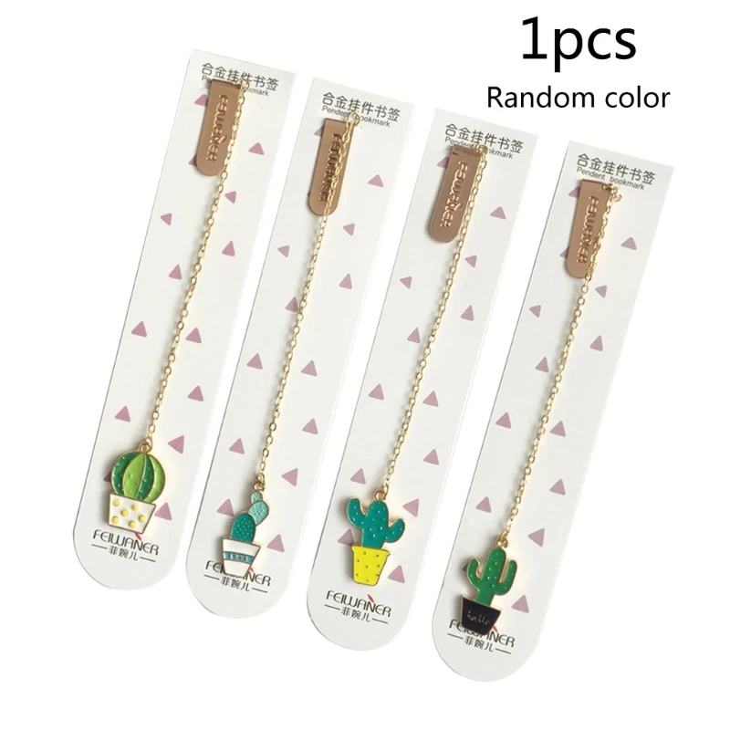 Exquisite Cactus Pendant with Chain Planner Clip Metal for Student Kids