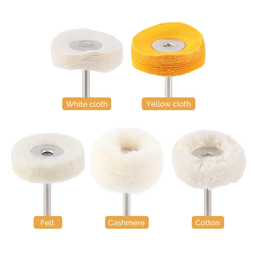 10Pcs/Set 22mm Dental Polishing Brush Wheel white/yellow cloth Felt Cashmere Cotton HP2.35mm Dentistry Teeth Polisher