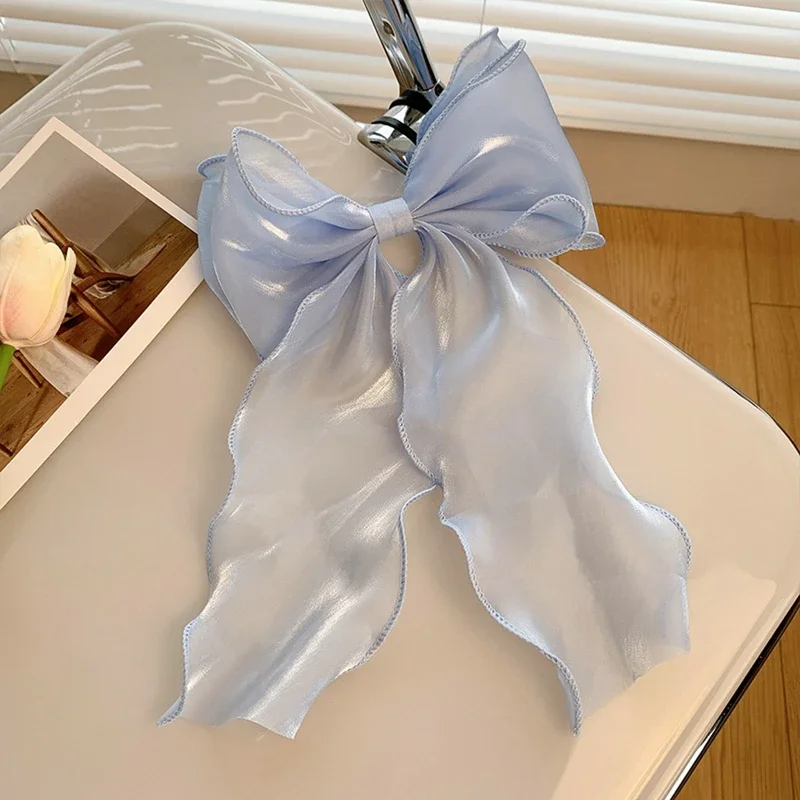Neue Damen-Haarspange im französischen Stil, süß, rosa-lila, aus Chiffon, mit Schleife und Band, für Freundin, Pferdeschwanz-Clip, Haaraccessoire, Geschenk – Detail 21