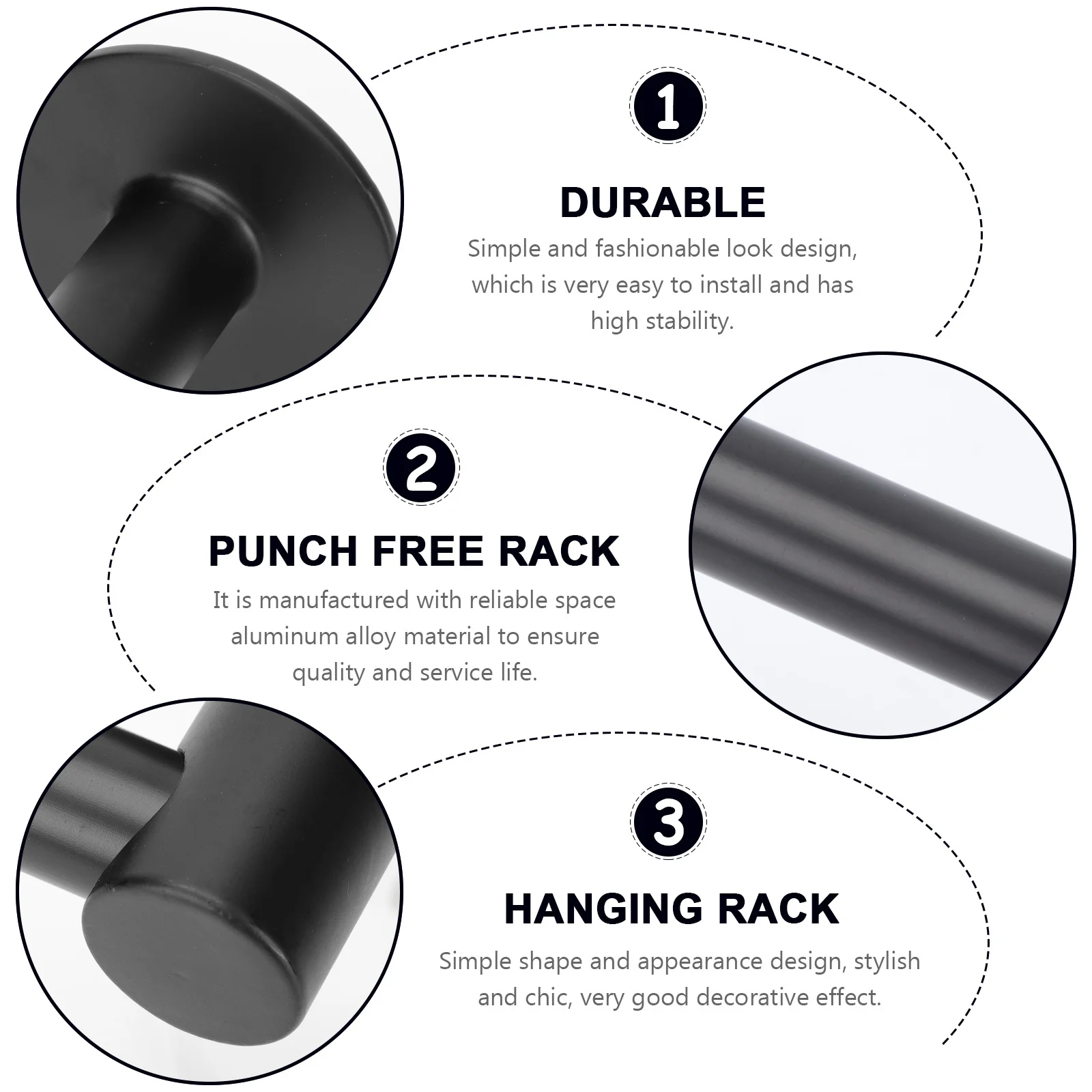 

Bath Towel Rack Space Aluminum No Punching Wall Mount For Bathroom Kitchen Living Room Household Storage Hanging Rack Towel Rod