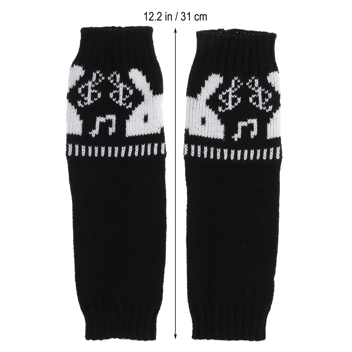 1 زوج أسود الصوف الذراع دفئا أرنب تصميم الإبهام قفاز الشتاء أصابع كم للجنسين الذراع اليد حامي للرجال والنساء #1