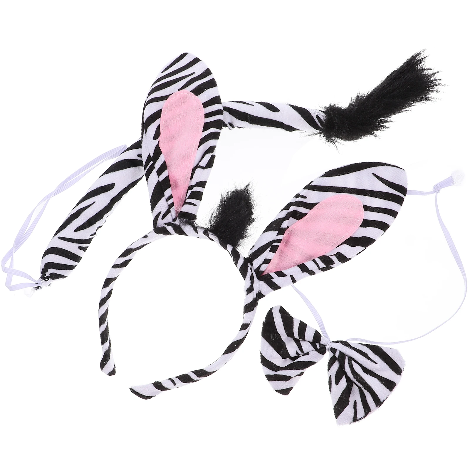 

1 set Zebra Ears Headband Set Halloween Cosplay Supplies Animal Costume Party Decorative Ears Tail Bow Tie Prom DIY